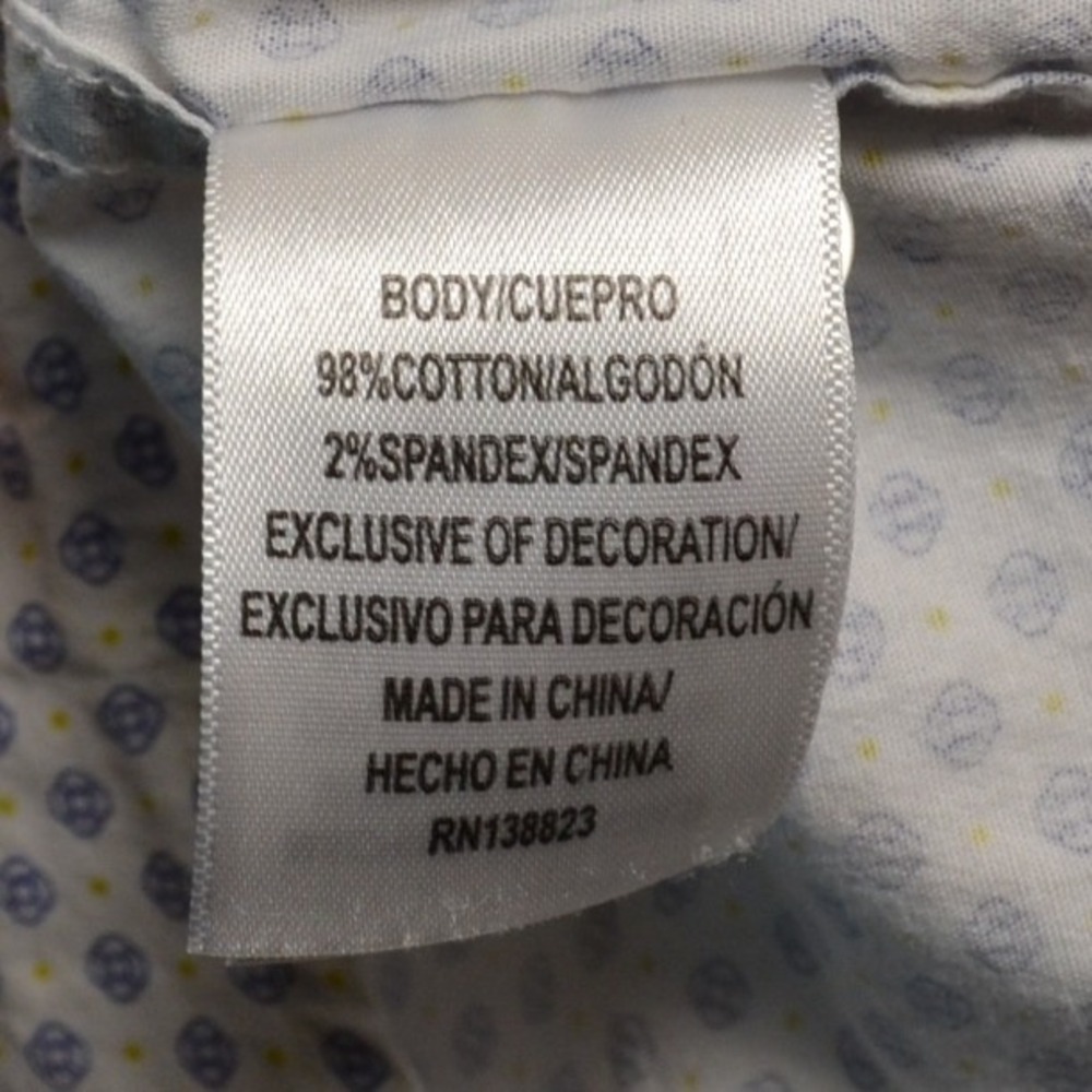 RANK 45 Men's 3XLT Long Sleeve Button Down Shirt Blue White Geometric Print - Picture 7 of 9